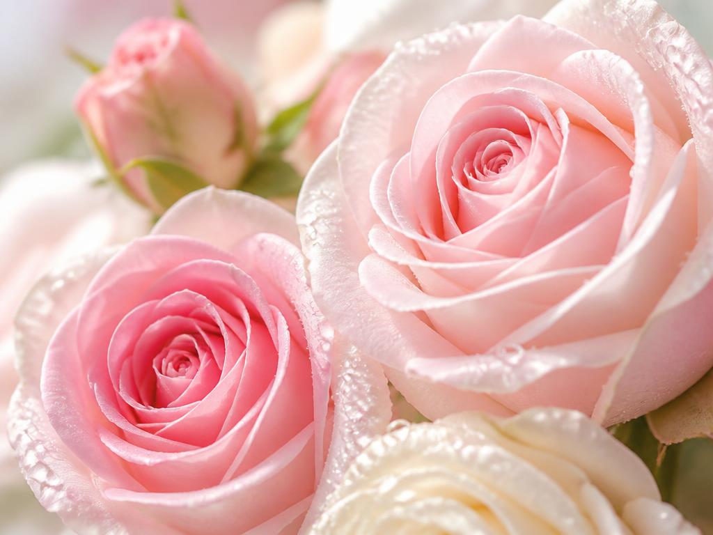Soft pink roses in morning light