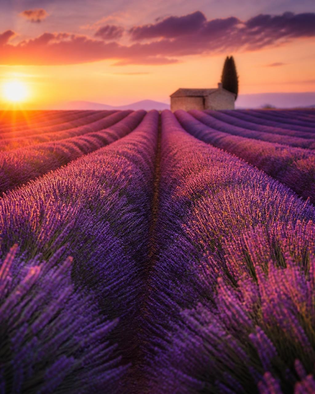 Lavender field at golden hour